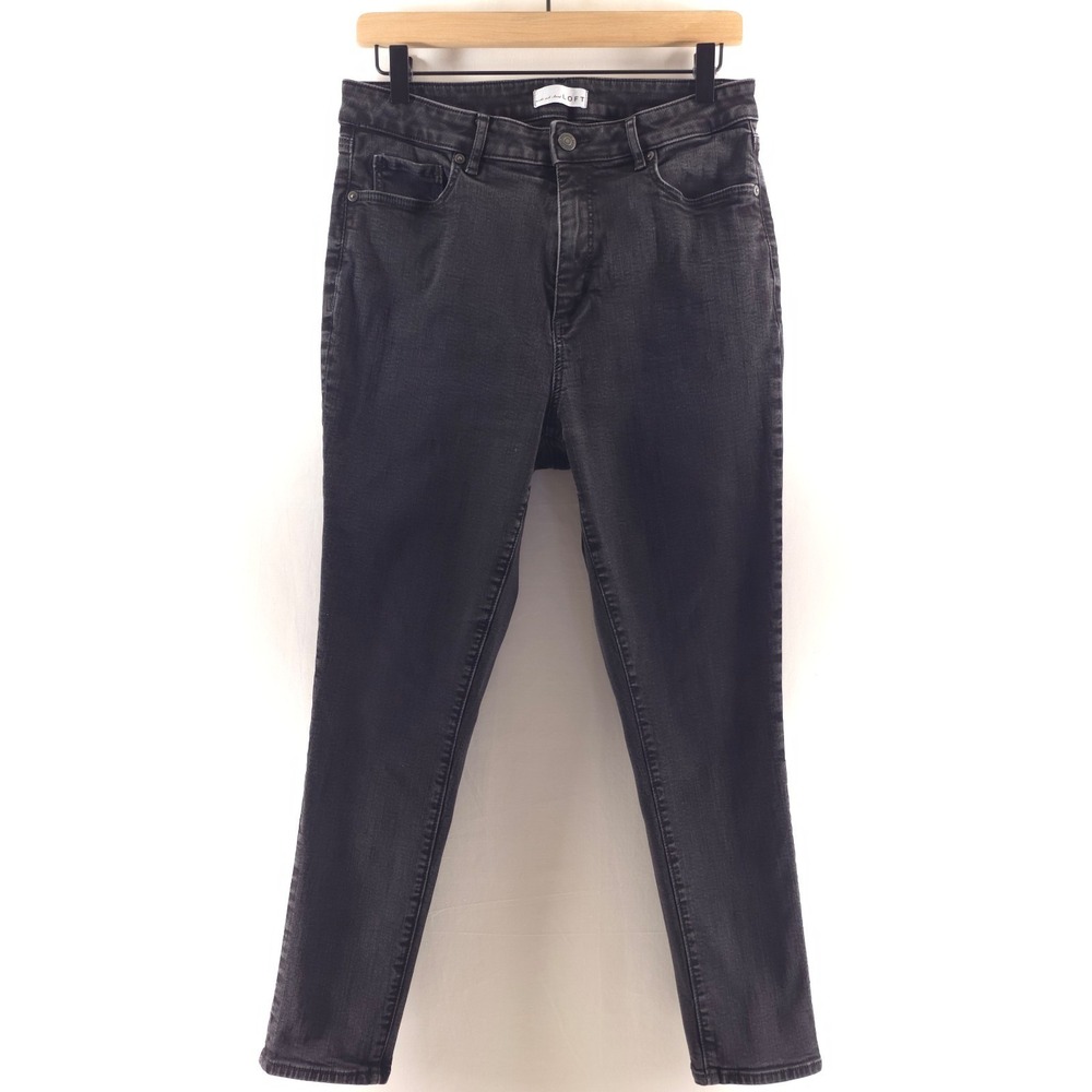 Loft Womens Jeans The Curvy Skinny Size 30 10 Faded Black Denim Stretch Mid Rise